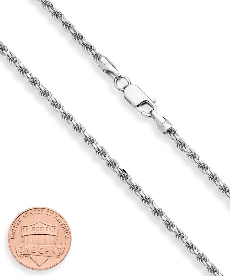 Miabella Solid 925 Sterling Silver Italian 2mm, 3mm Diamond-Cut Braided Rope Chain Necklace for Men Women Made in Italy (3mm, Length 30 Inches) - Image 2